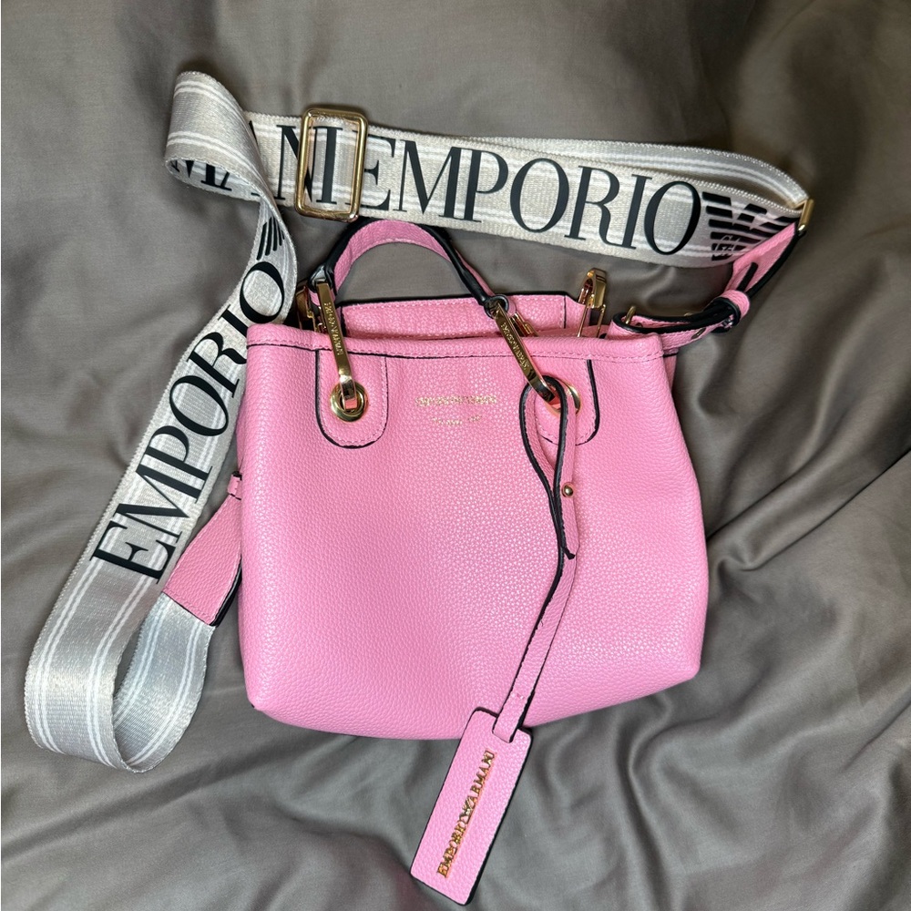 Emporio Armani Pink Crossbody Bag with Silver Accents